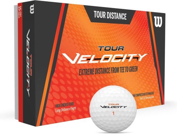WILSON Sporting Goods Tour Velocity Distance 15-Ball Pack, White