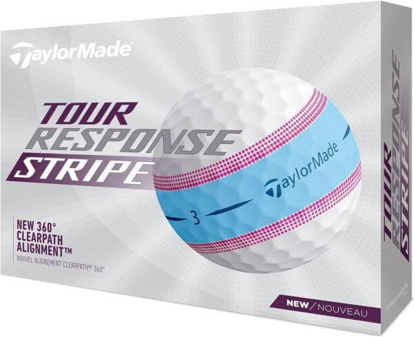 Taylormade Golf Tour Response Stripe Ball Blue/Pink Dozen - Image 5