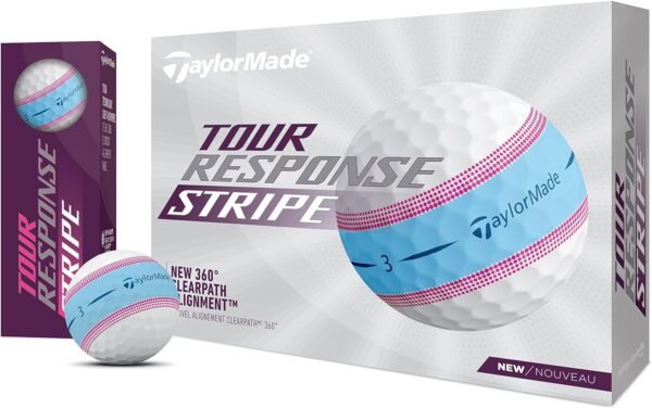 Taylormade Golf Tour Response Stripe Ball Blue/Pink Dozen - Image 6
